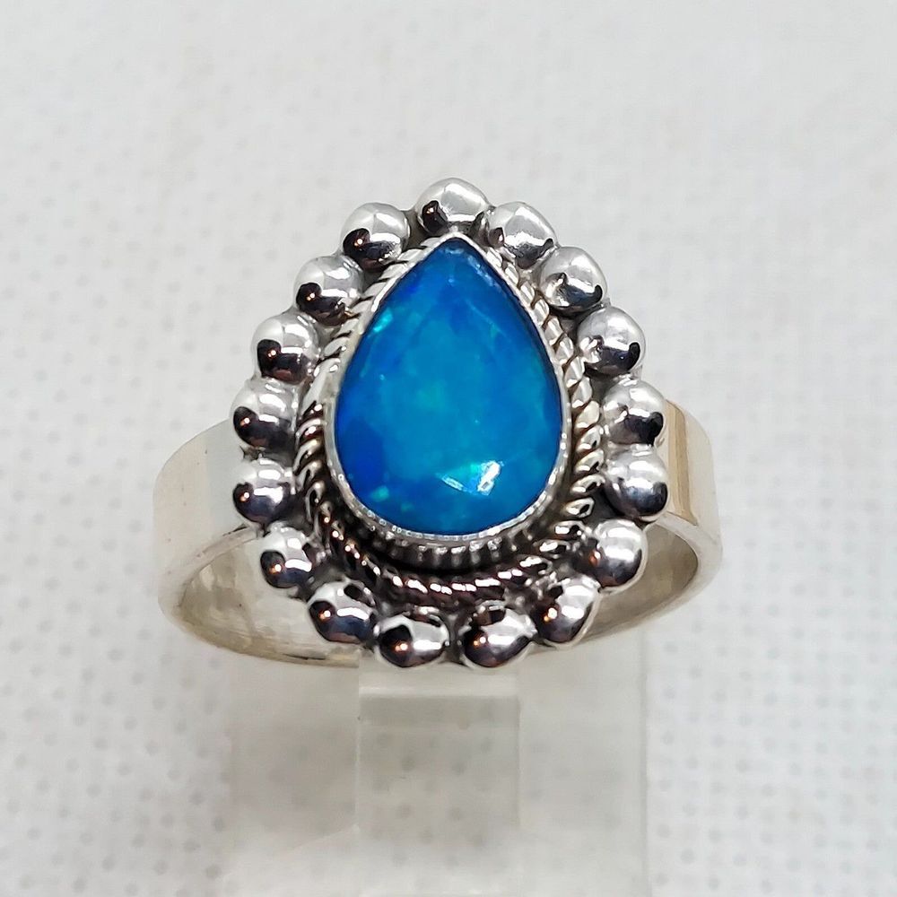 Enhanced Ethiopian opal Sterling silver 925 Ring‎ Size 8